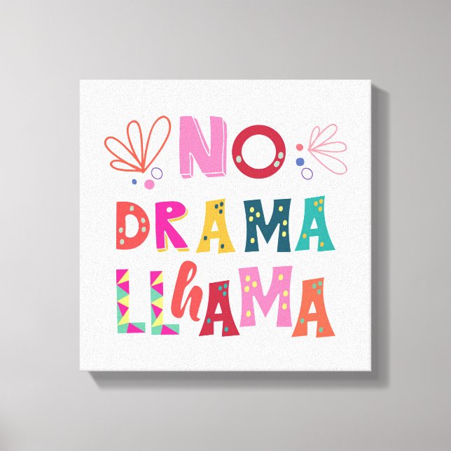 Colourful No Drama Llama Canvas Print (Front)