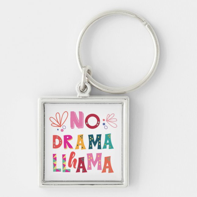 Colourful No Drama Llama Key Ring (Front)