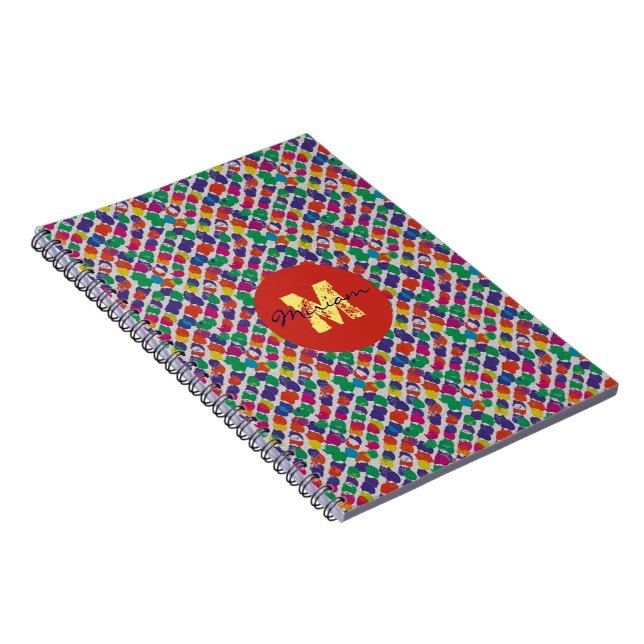 Colourful noise textured monogram customise notebook (Right Side)