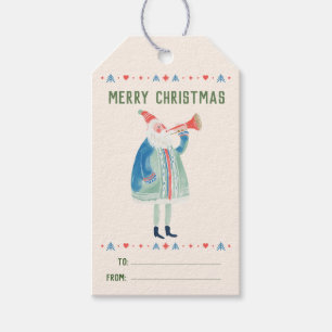 Colourful Nordic Santa Merry Christmas Gift Tags