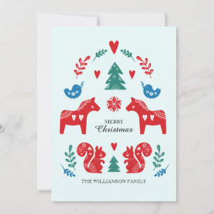 Colourful Nordic Scandinavian Merry Christmas Holi Holiday Card