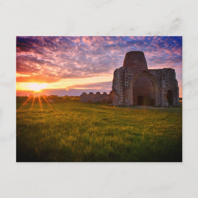 Colourful Norfolk ruins at sunset postcard (Front)