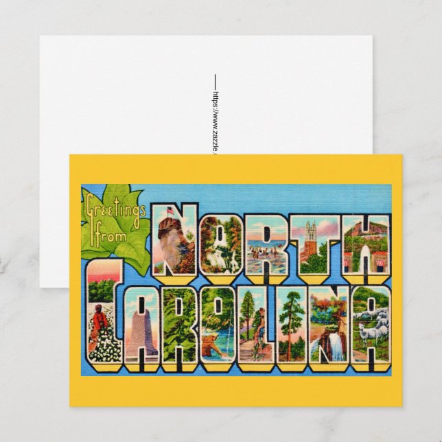 Colourful North Carolina Postcard (Front/Back)