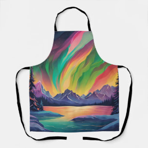 Colourful Northern Lights Aurora Borealis Art Apron