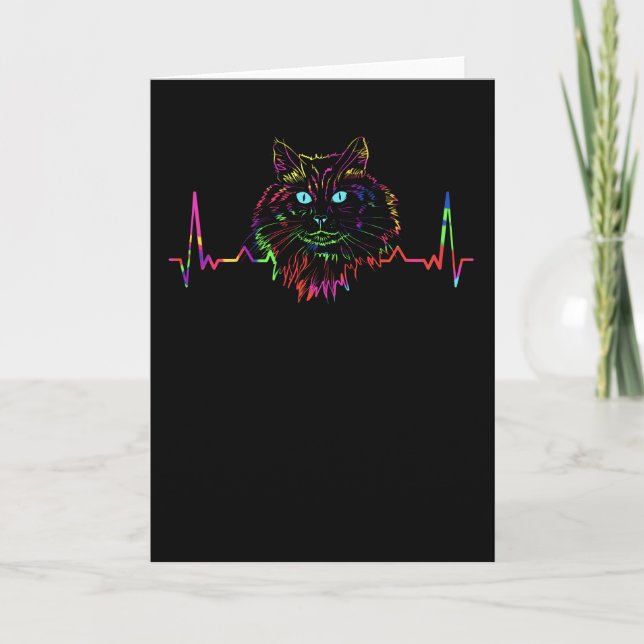 Colourful Norwegian Forest Cat Heartbeat Card (Front)