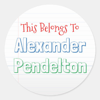 Colourful Notebook Paper Theme Classroom Name Labe Classic Round Sticker