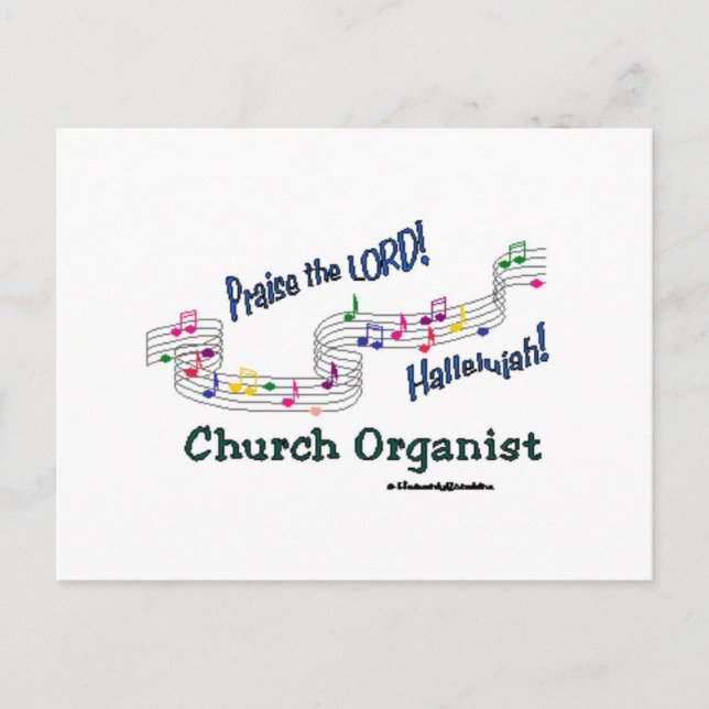 Colourful Notes Organist Postcard (Front)
