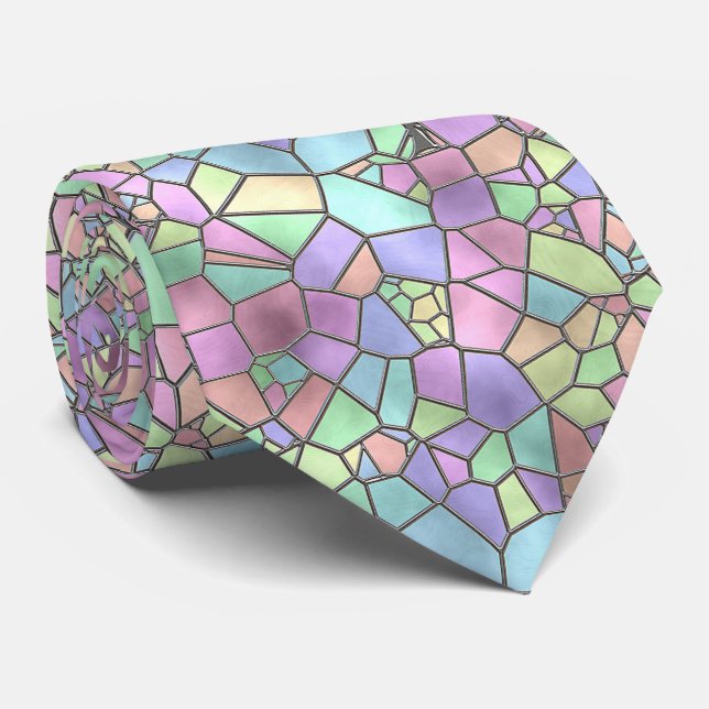 Colourful Nouveau Deco Stained Glass Pattern Tie (Rolled)