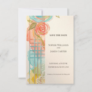Colourful Nouveau Floral Save The Date