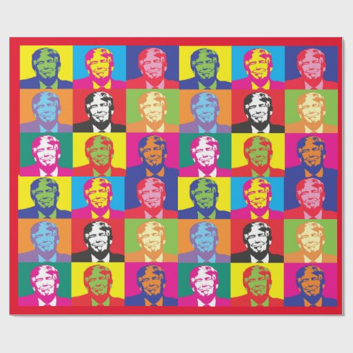 Image of Colourful Novelty Donald Trump Wrapping Paper