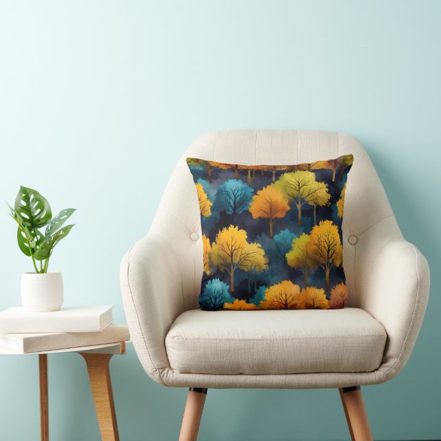 Colourful November Trees Sitting on a Hillside Cushion (Chair)