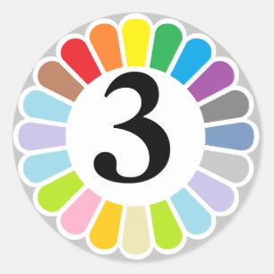 colourful number 3 sticker