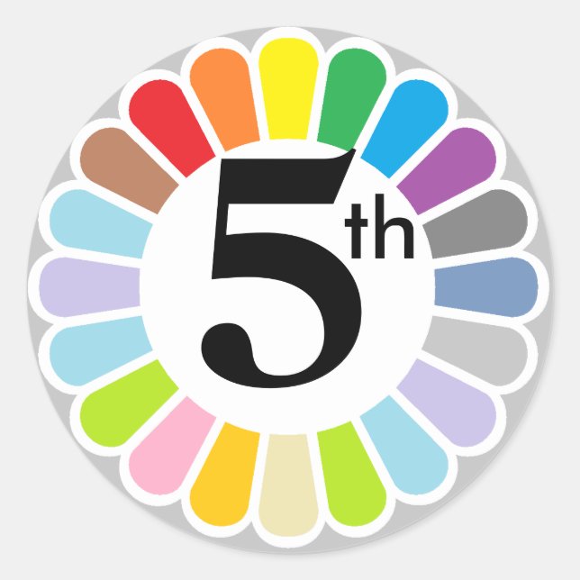 colourful number 5 sticker (Front)