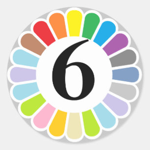 colourful number  6 sticker
