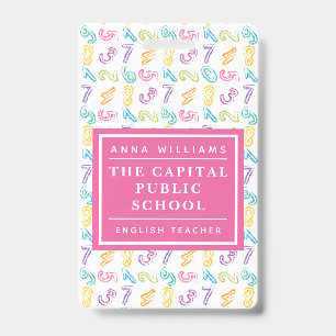 Colourful Number Elementary School Math Teacher ID Badge