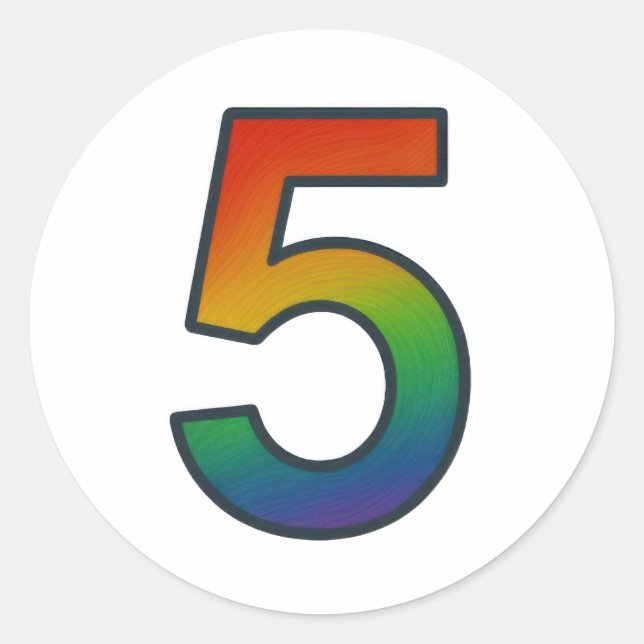 Colourful Number Five Sticker (Front)