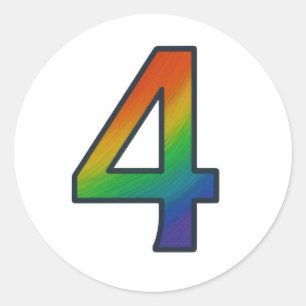 Colourful Number Four Sticker