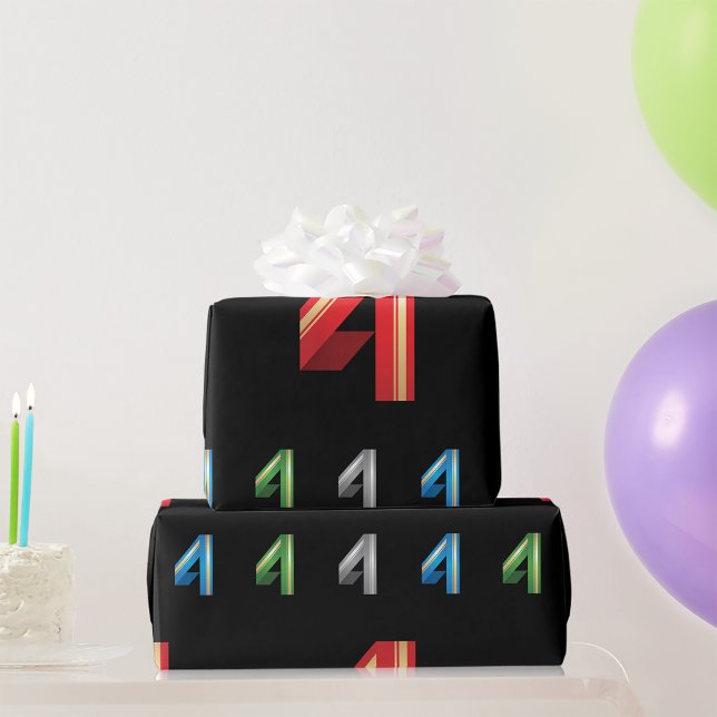 Colourful Number Four Wrapping Paper (Creator Uploaded)