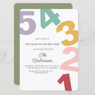 Colourful Number New year eve Party  Invitation