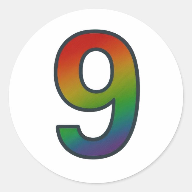 Colourful Number Nine Sticker (Front)