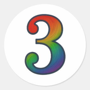 Colourful Number Three Sticker