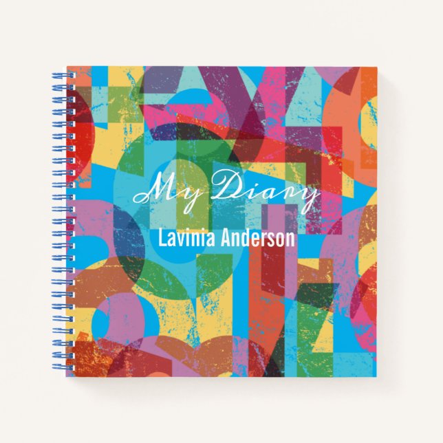 Colourful numbers Diary with Name  Notebook (Front)