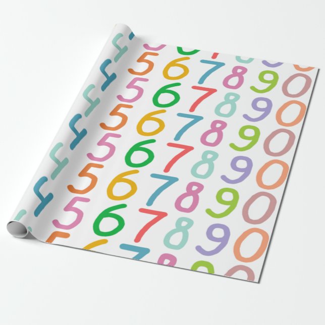Colourful Numbers Pattern Wrapping Paper (Unrolled)