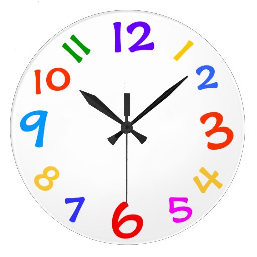 Image of Colourful Numbers Template Childs Room Wall Clock