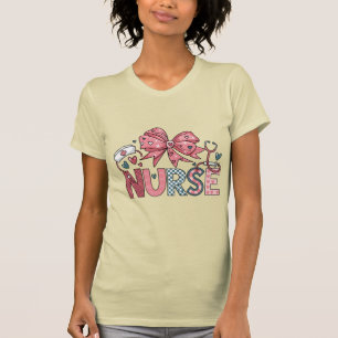 Colourful Nurse Design – Glitter Letters, Pink Hea T-Shirt