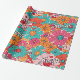 Colourful Nurse Floral Pattern (1) Wrapping Paper
