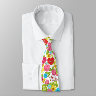 Colourful Nurse Floral Pattern (2) Tie