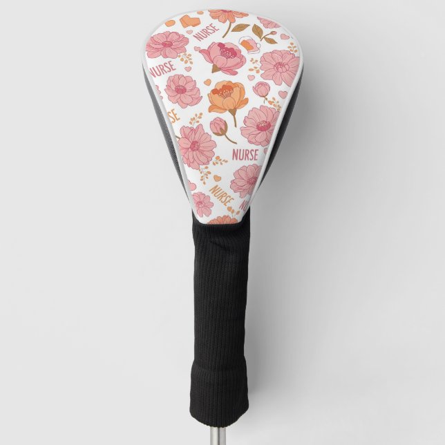 Colourful Nurse Floral Pattern (3) Golf Head Cover (Front)
