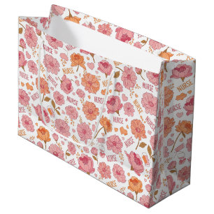 Colourful Nurse Floral Pattern (3) Large Gift Bag