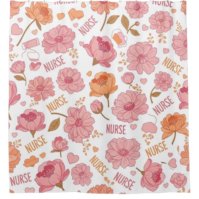 Colourful Nurse Floral Pattern (3) Shower Curtain (Front)