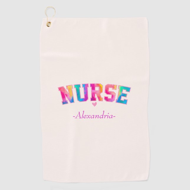 Colourful Nurse Golf Towel (Front)