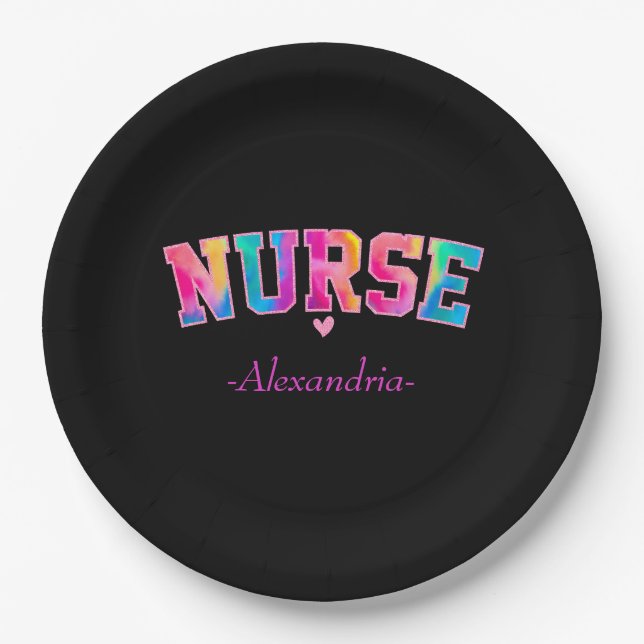 Colourful Nurse Paper Plate (Front)