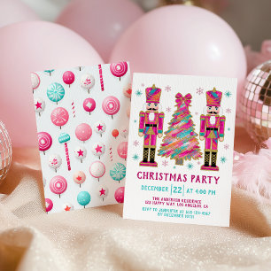 Colourful Nutcracker  Christmas Tree Party Invitation