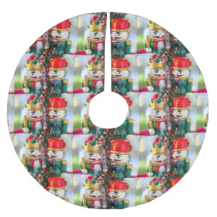 Colourful nutcrackers brushed polyester tree skirt