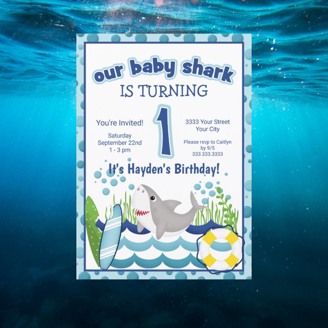 Colourful Ocean Beach Shark 1st Birthday Invitation (Creator Uploaded)