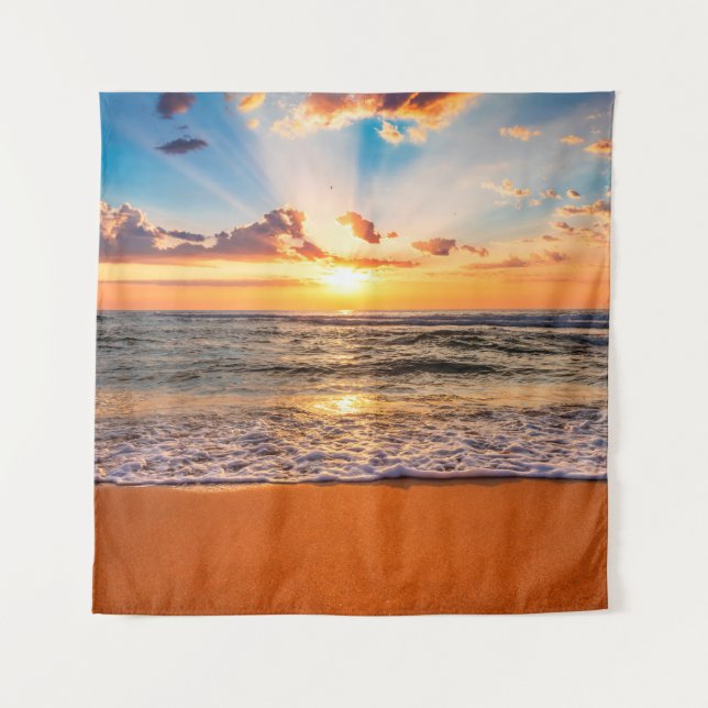 Colourful ocean beach sunrise with deep blue sky a tapestry (Front)