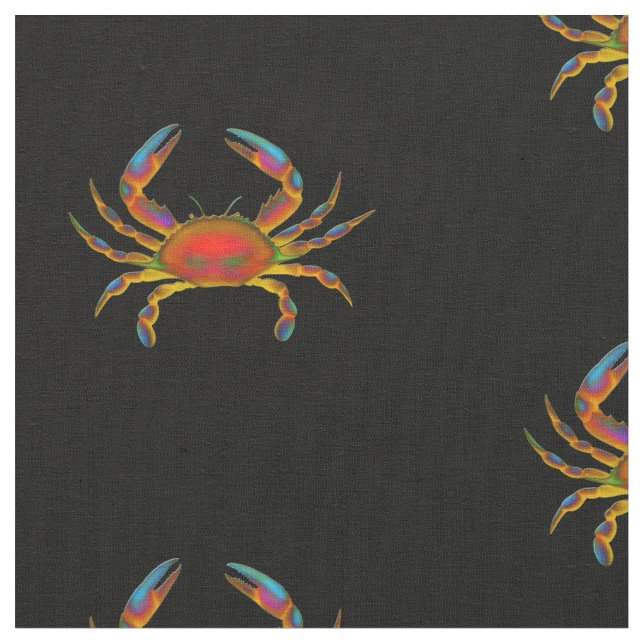 Colourful Ocean Crab Cotton Fabric (Close Up)