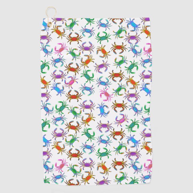 Colourful Ocean Crab Golf Towel (Front)