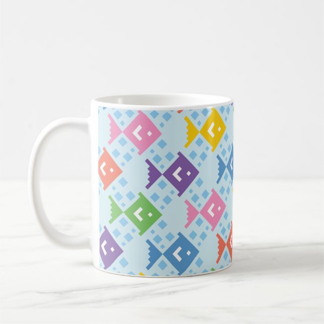 Colourful Ocean Fish Pattern Coffee Mug (Left)