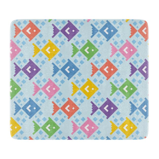 Colourful Ocean Fish Pattern Cutting Board (Front)