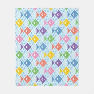 Colourful Ocean Fish Pattern Fleece Blanket