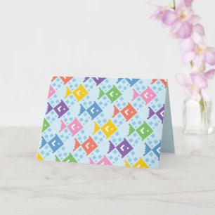 Colourful Ocean Fish Pattern Folded Greeting Card