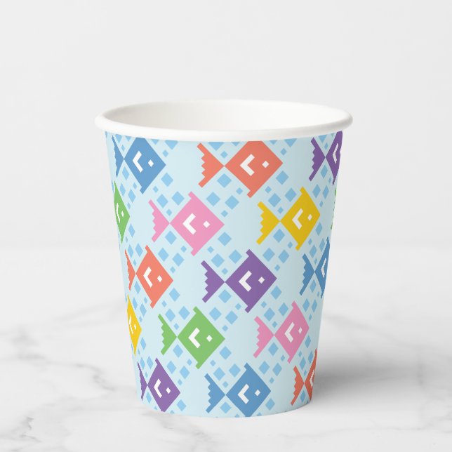 Colourful Ocean Fish Pattern Paper Cups (Front)