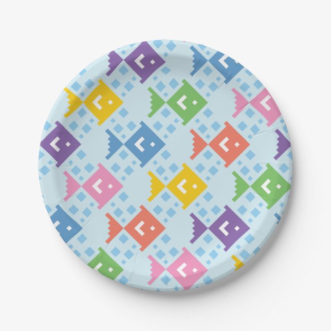 Colourful Ocean Fish Pattern Paper Plate (Front)