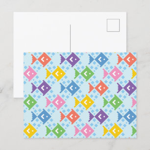 Colourful Ocean Fish Pattern Postcard