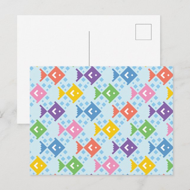 Colourful Ocean Fish Pattern Postcard (Front/Back)